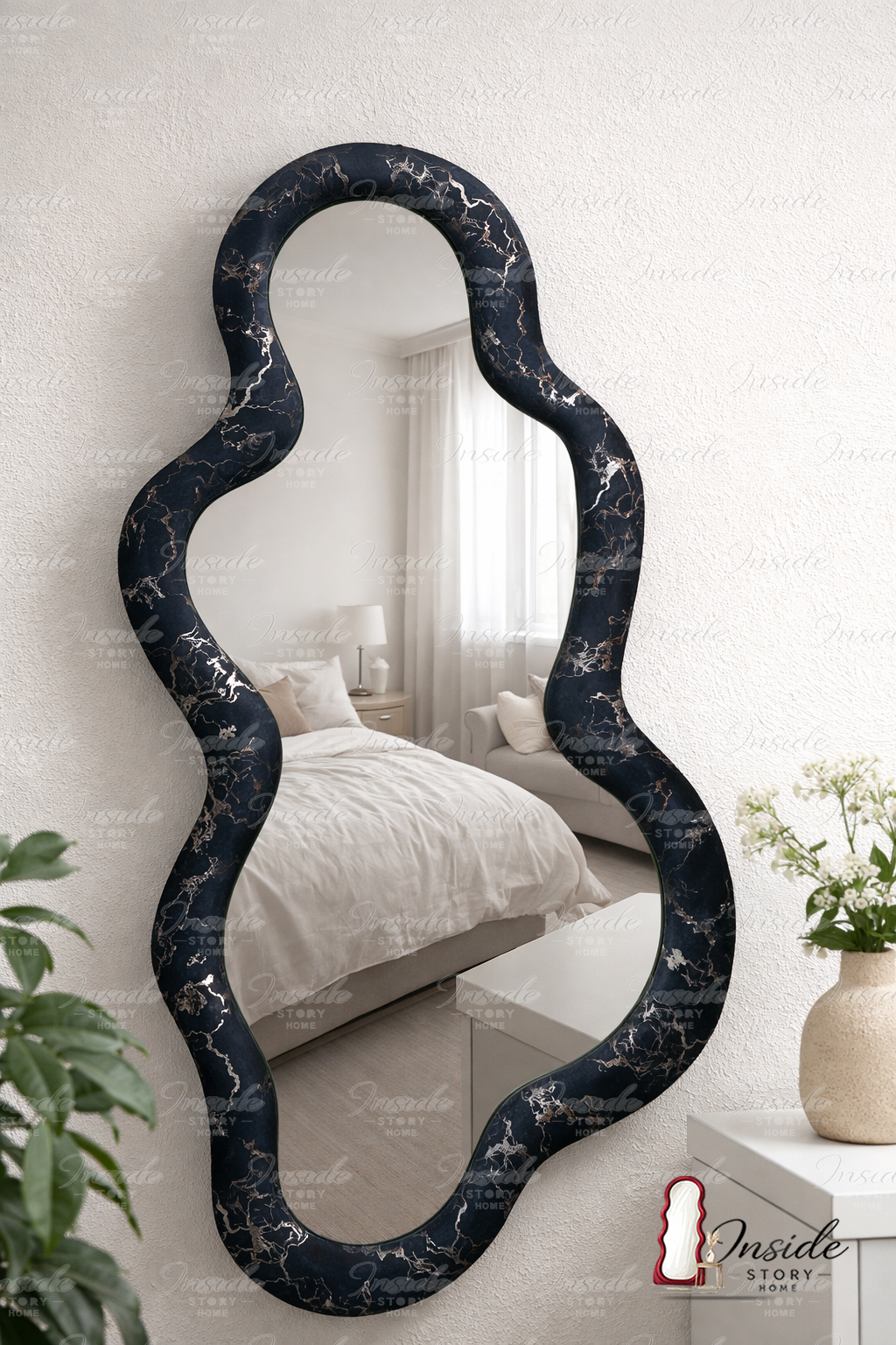 Wavy Velvet Wall Mirror