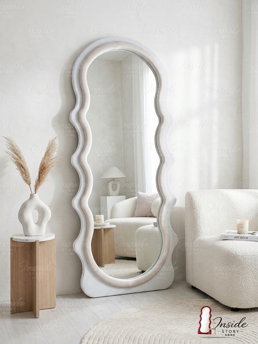 Modern Wavy Floor Mirror – Luxury Home Decor