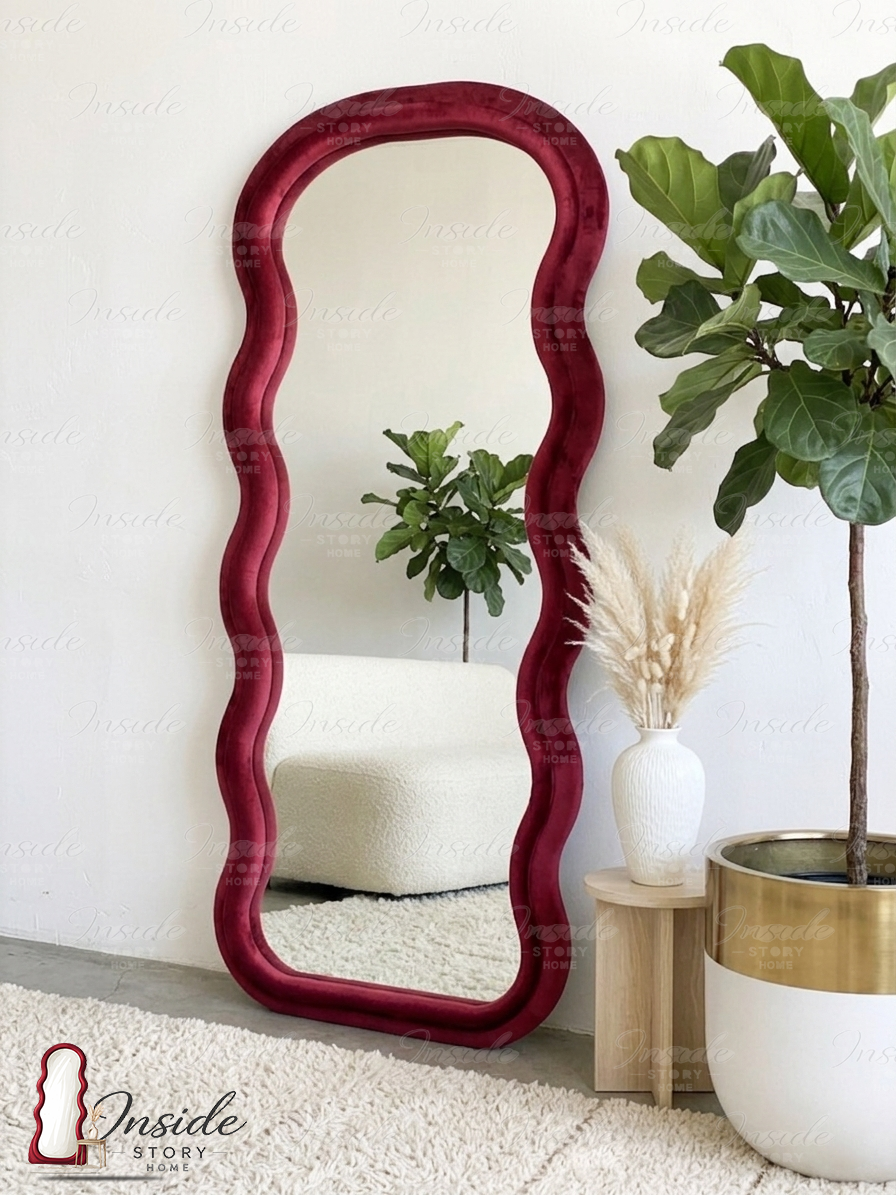 Modern Wavy Floor Mirror – Luxury Home Decor