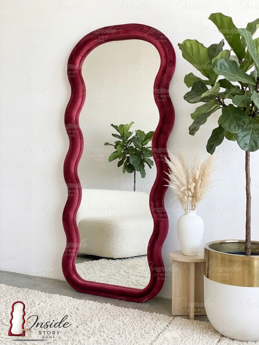 Modern Wavy Floor Mirror – Luxury Home Decor