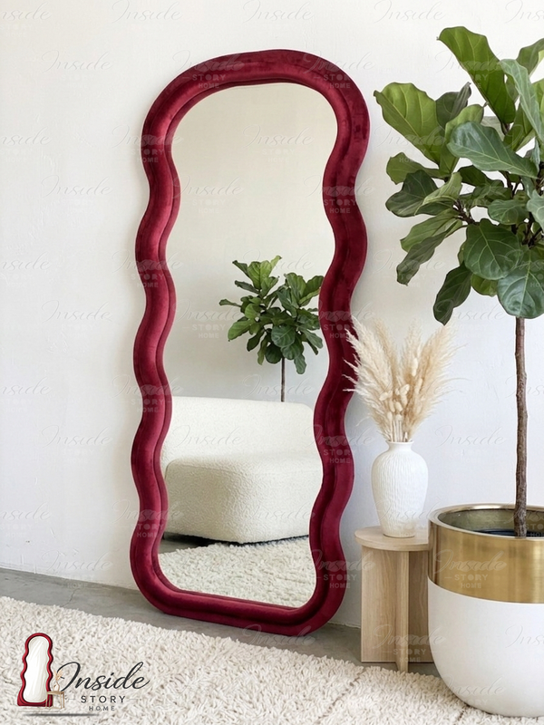 Modern Wavy Floor Mirror – Luxury Home Decor