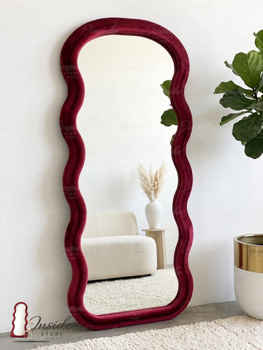 Modern Wavy Floor Mirror – Luxury Home Decor