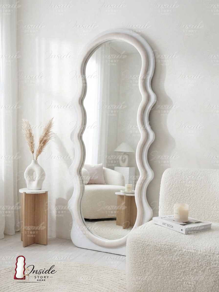 Modern Wavy Floor Mirror – Luxury Home Decor