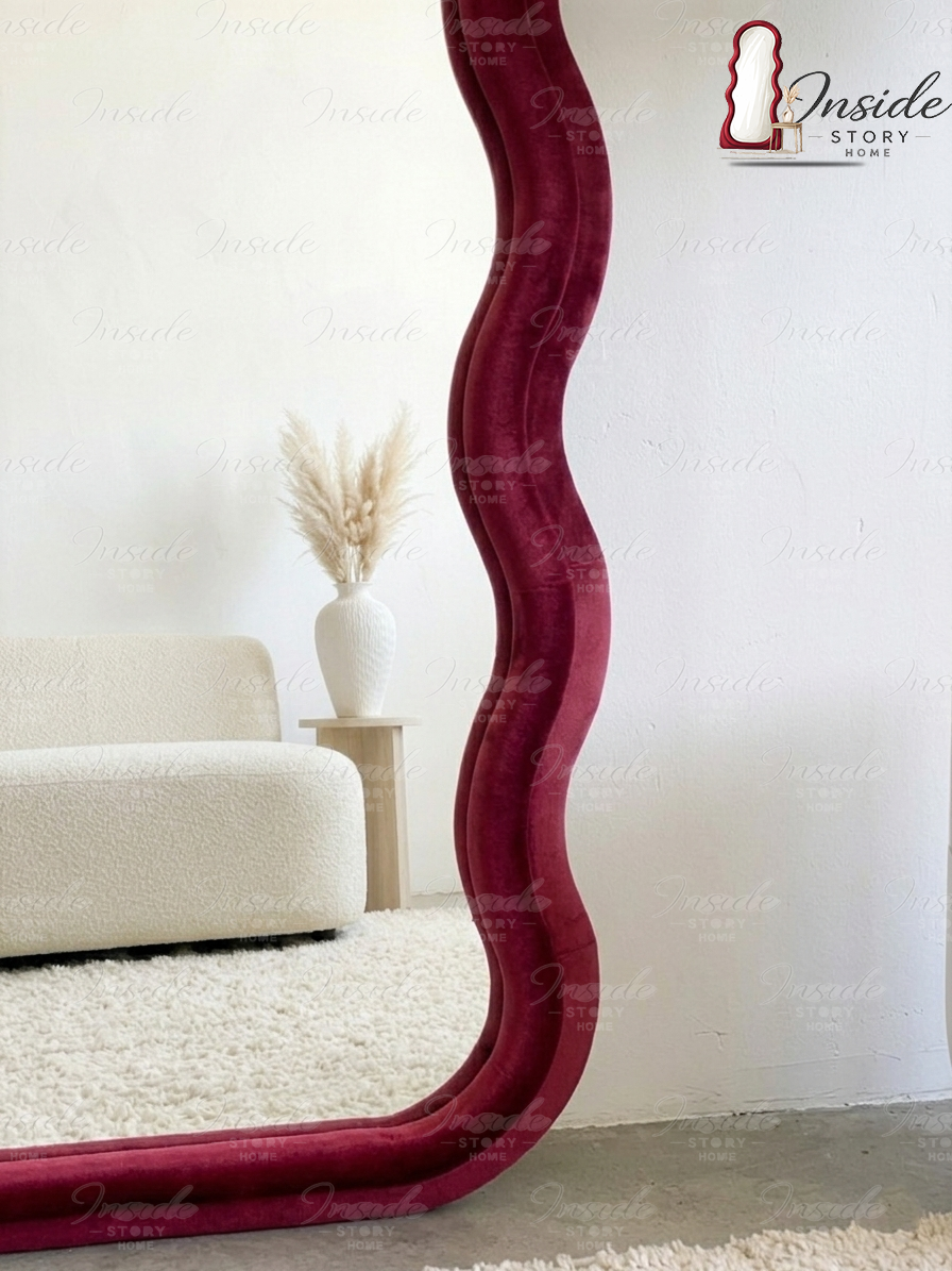 Modern Wavy Floor Mirror – Luxury Home Decor