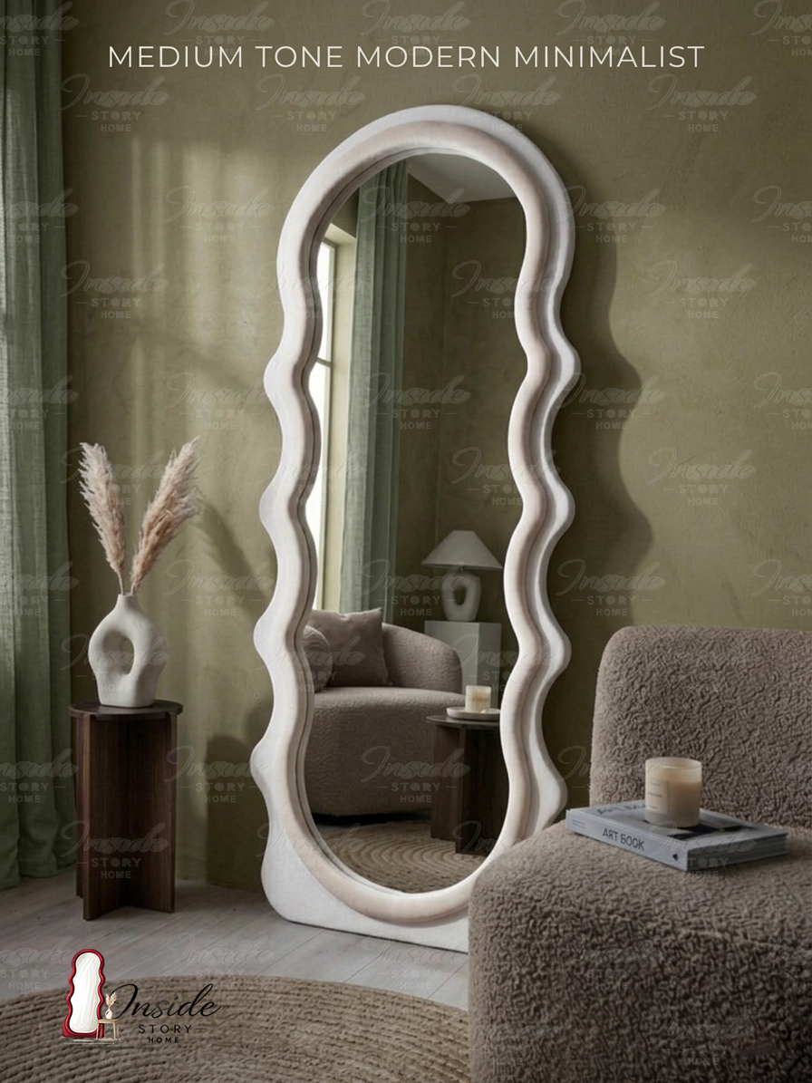 Modern Wavy Floor Mirror – Luxury Home Decor