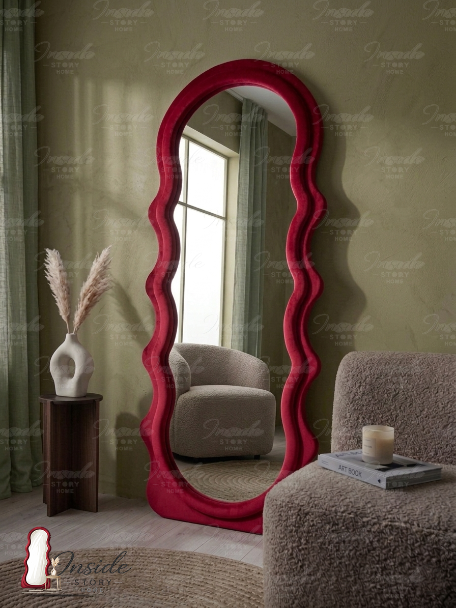Modern Wavy Floor Mirror – Luxury Home Decor
