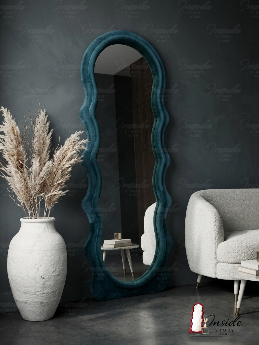 Modern Wavy Floor Mirror – Luxury Home Decor