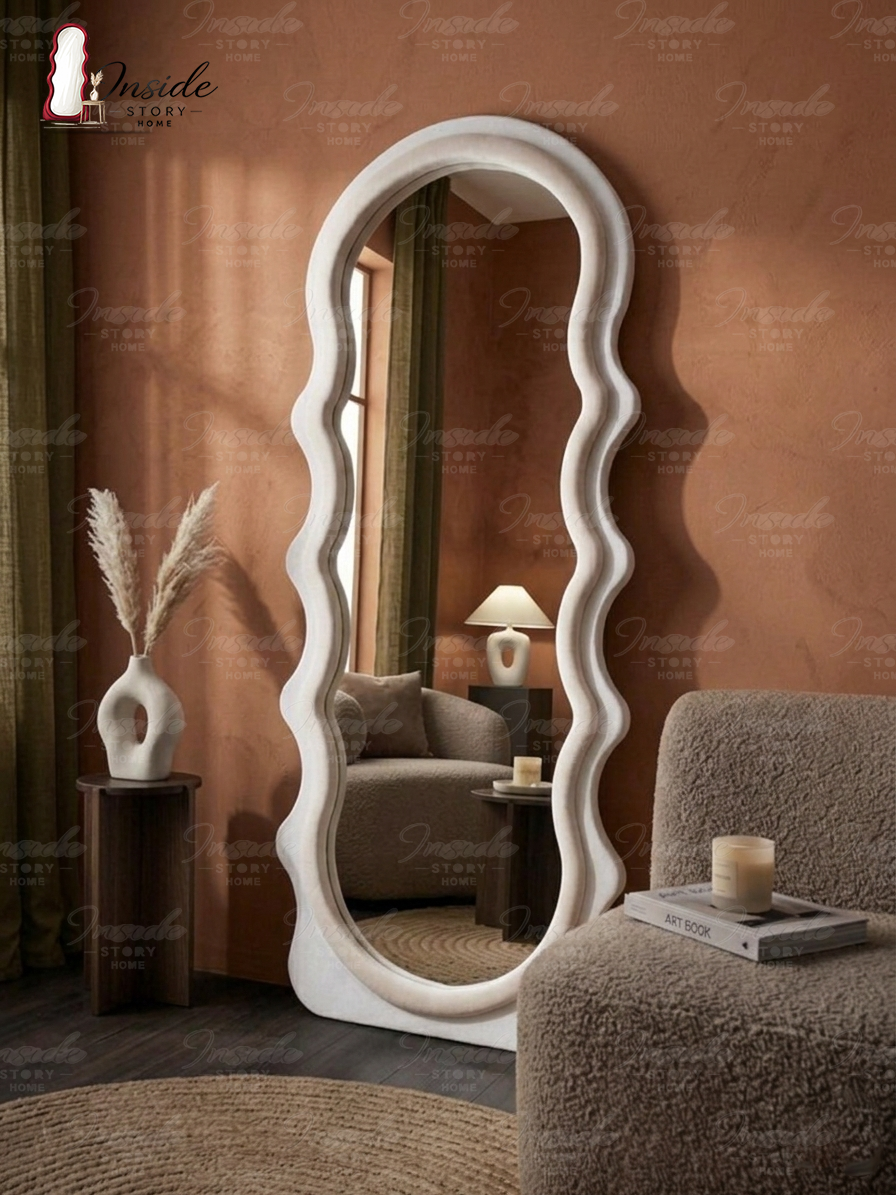 Modern Wavy Floor Mirror – Luxury Home Decor
