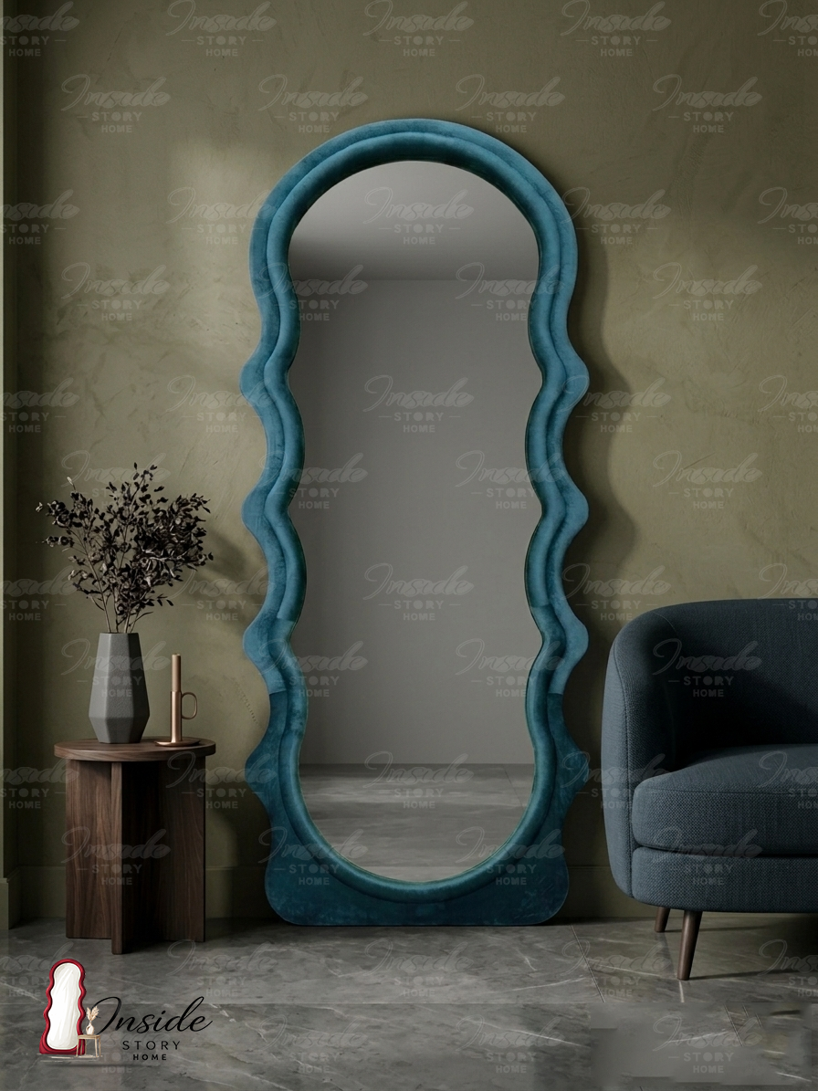 Modern Wavy Floor Mirror – Luxury Home Decor