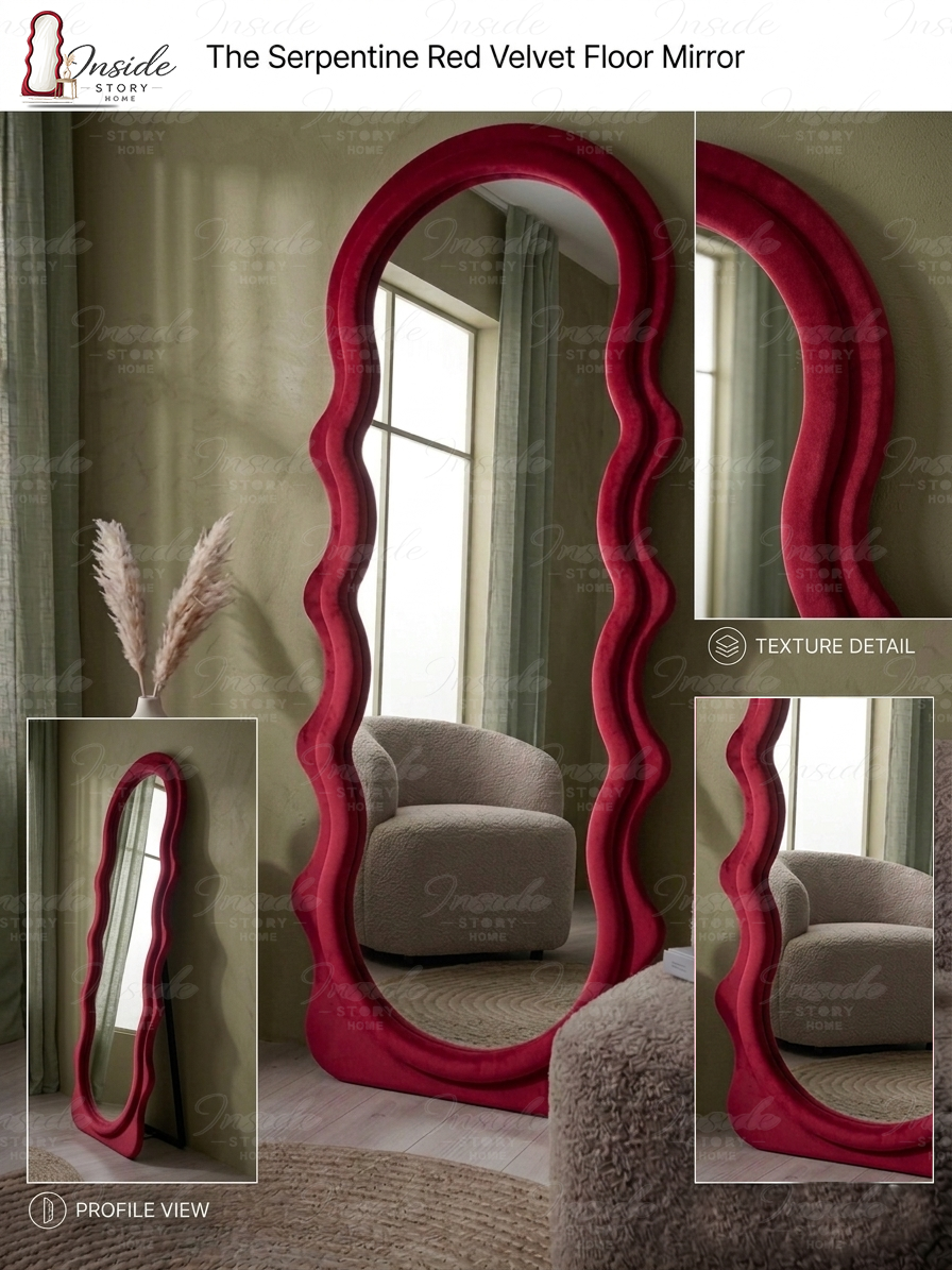 Modern Wavy Floor Mirror – Luxury Home Decor