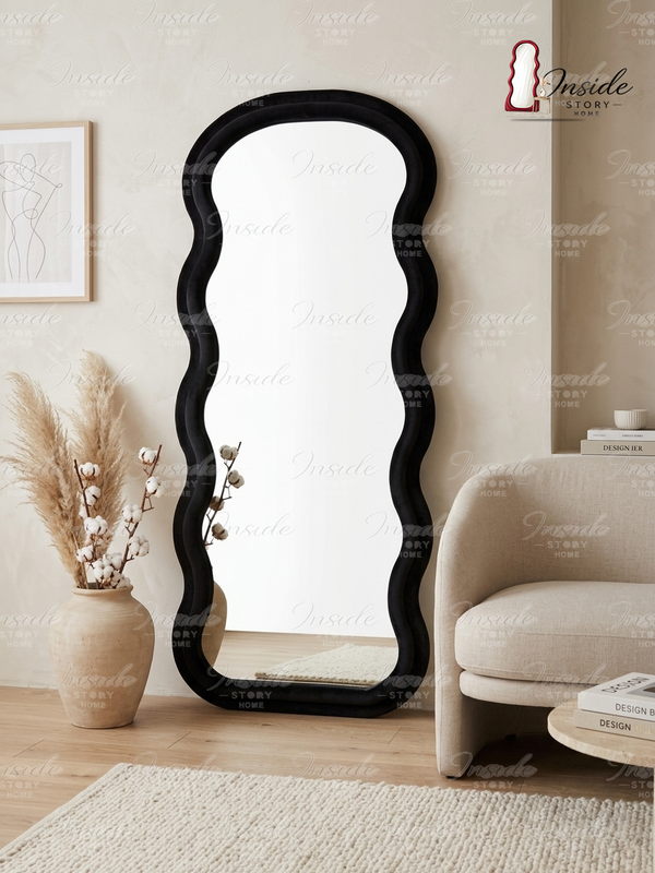 Modern Wavy Floor Mirror – Luxury Home Decor