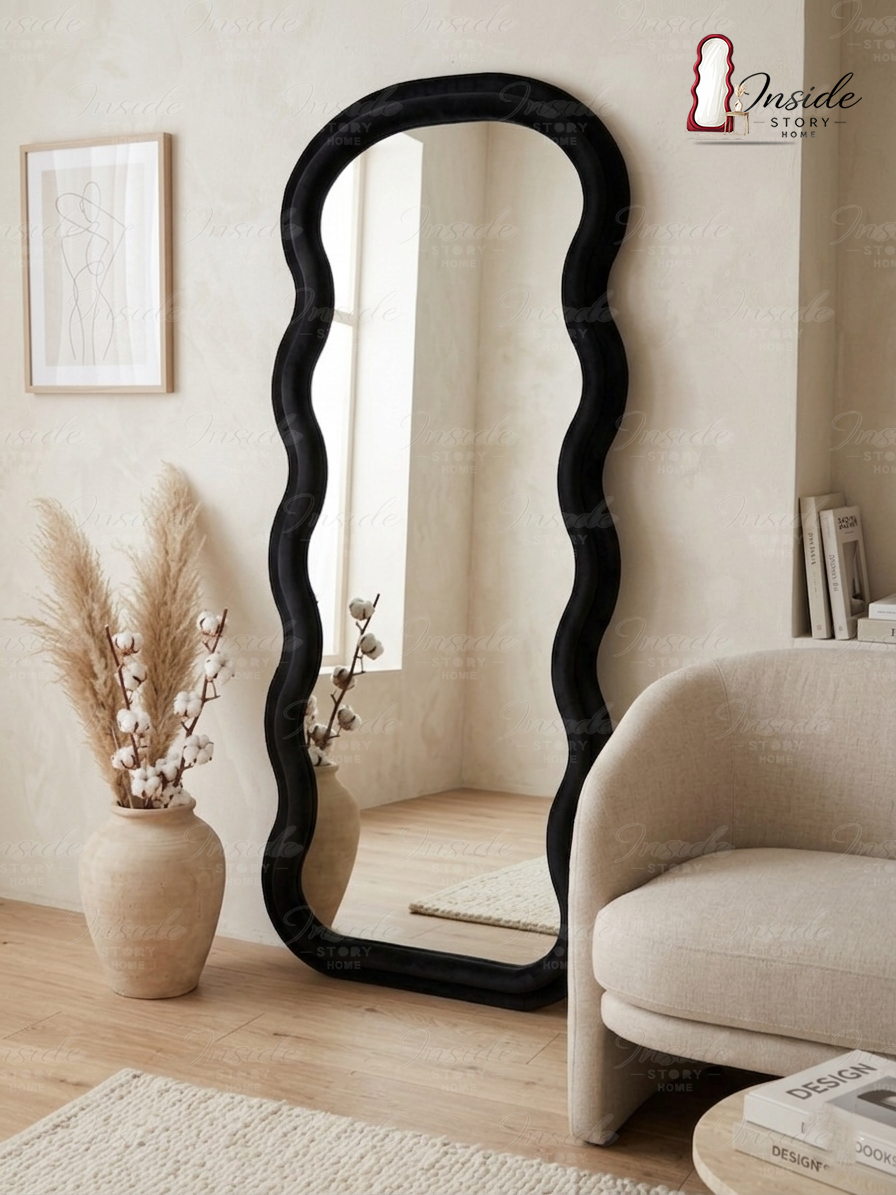 Modern Wavy Floor Mirror – Luxury Home Decor